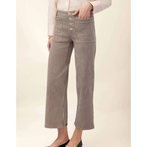 NEW SPARTINA 449 blanche wide leg jean in black coffee stripe